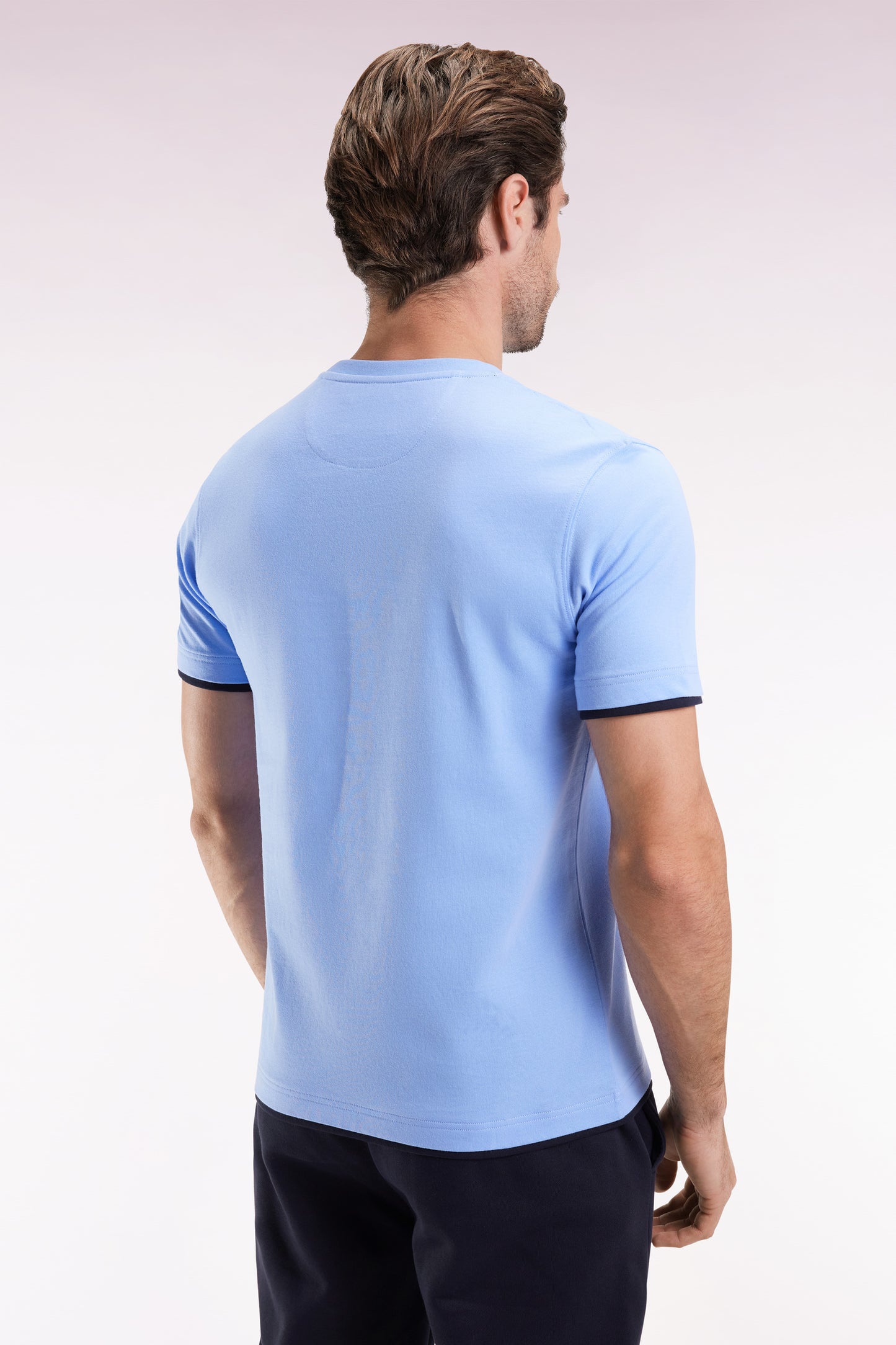 Eden Park embroidered short-sleeved T-shirt in sky cotton