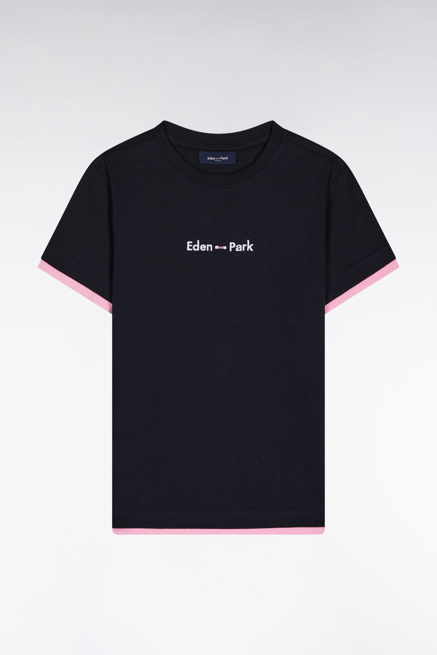 T-shirt en coton marine à manches courtes broderie Eden Park