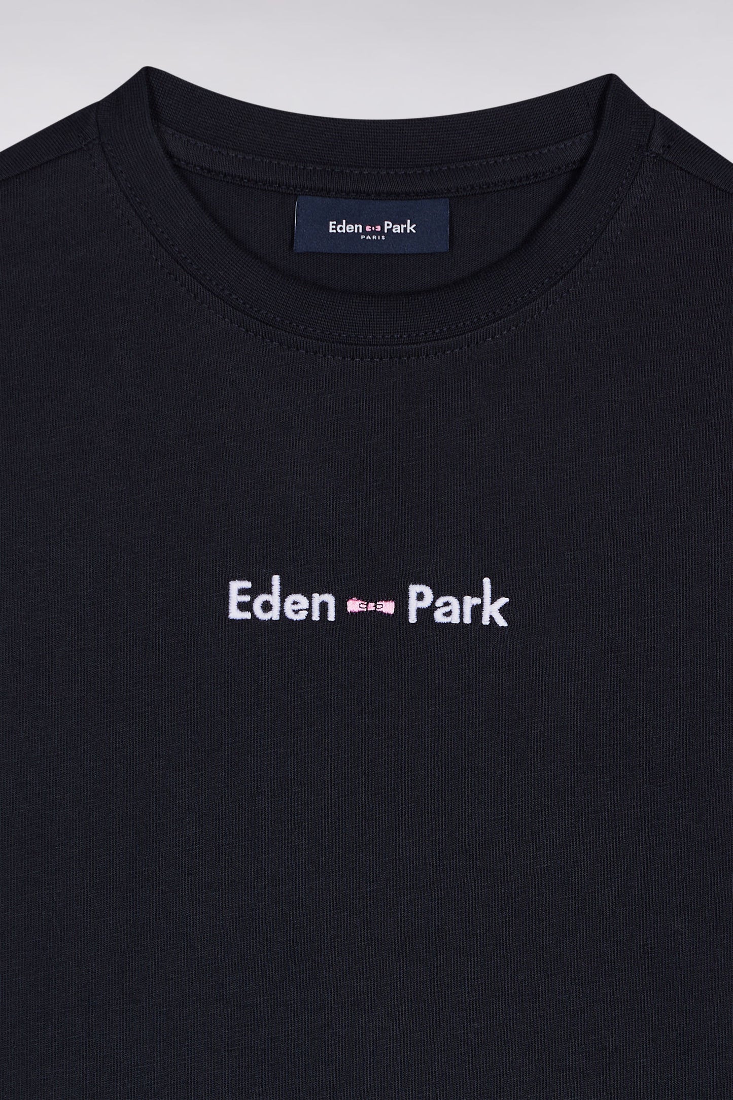 T-shirt en coton marine à manches courtes broderie Eden Park
