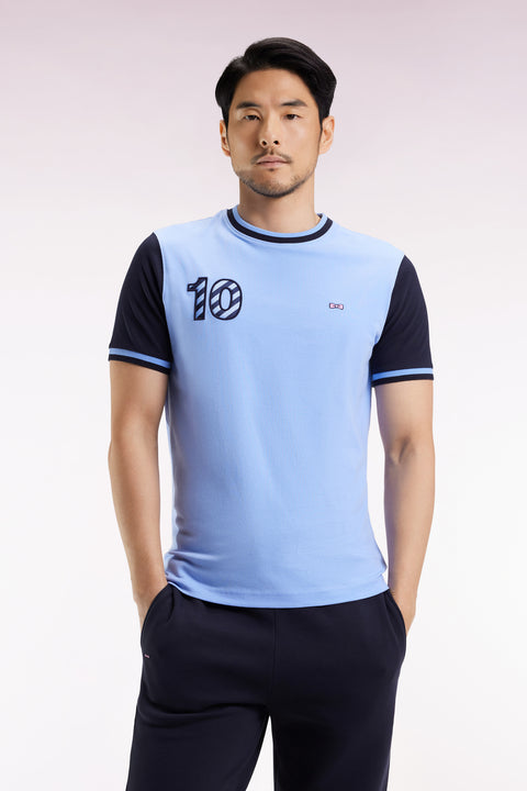 T-shirt bicolore à manches courtes en coton ciel broderie 10 - Image 3