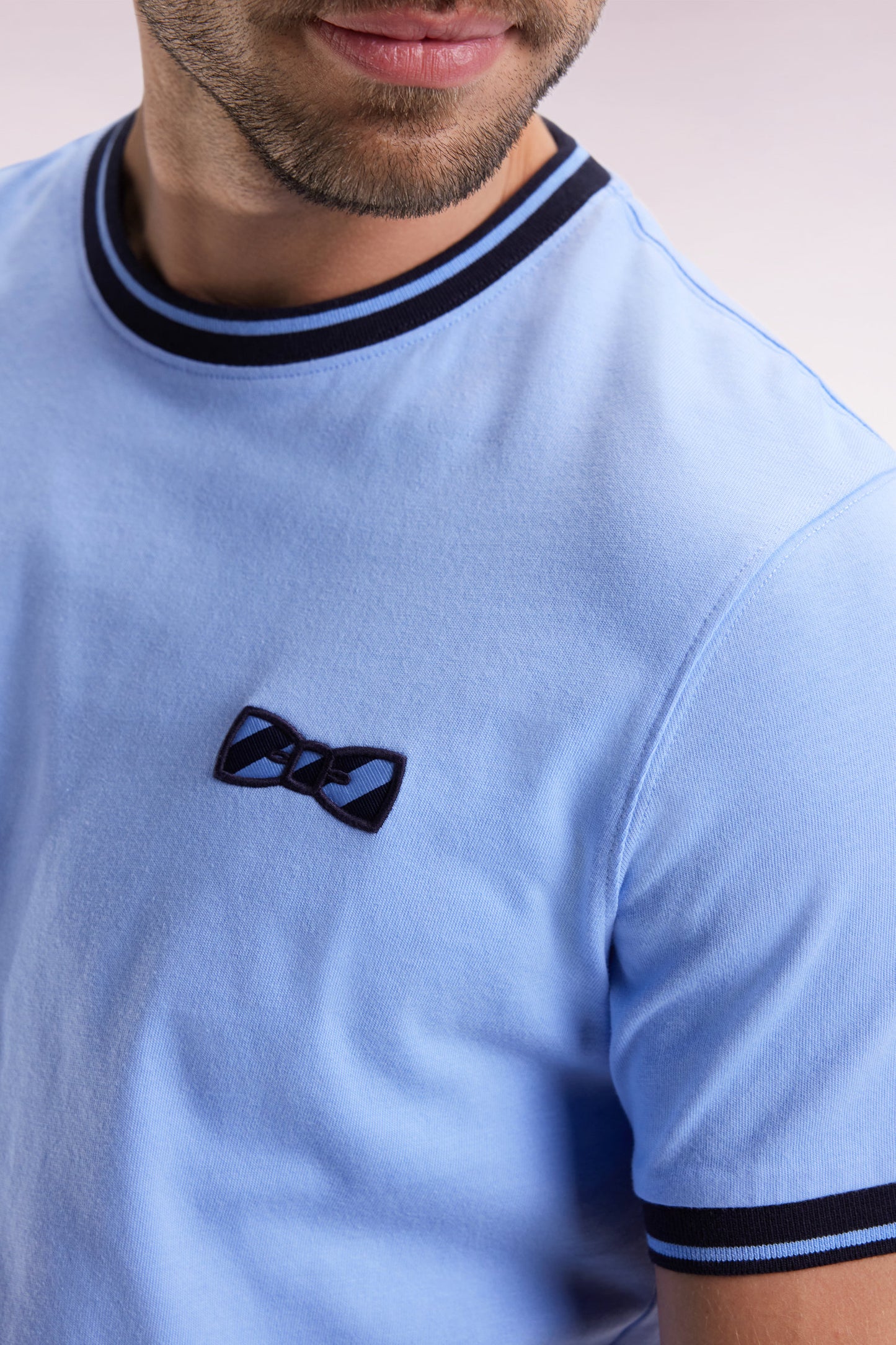 Short-sleeved sky cotton T-shirt