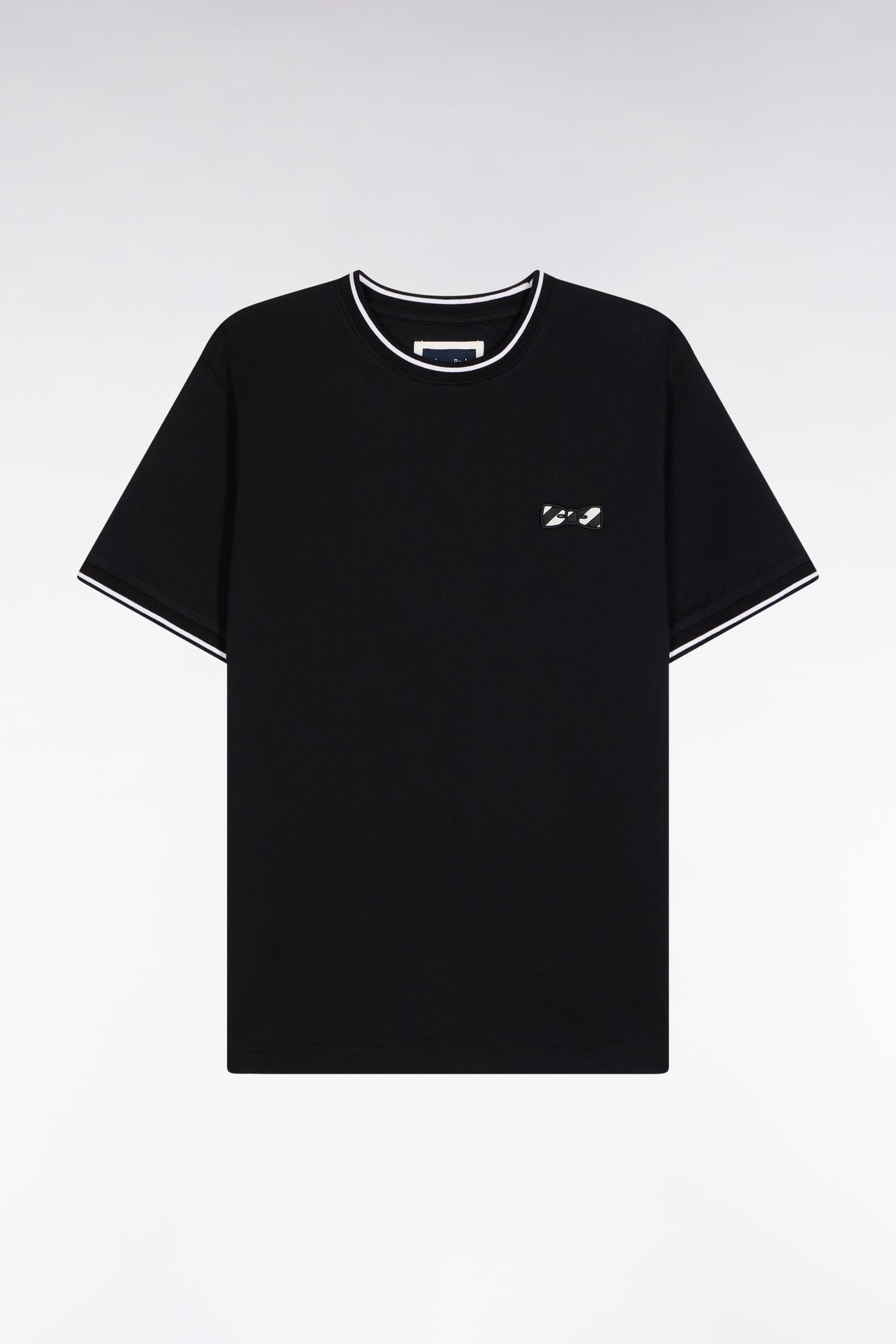 Black cotton short-sleeved T-shirt