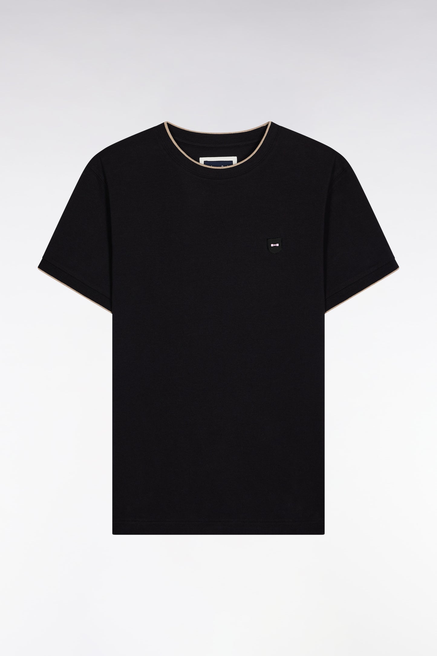 T-shirt à manches courtes en coton stretch noir coupe ajustée