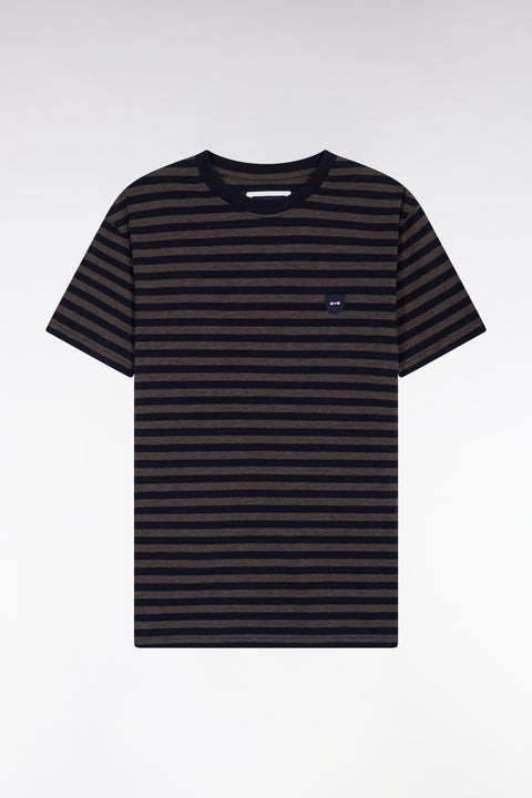 T-shirt à manches courtes en jersey de coton rayé marine - Image 2