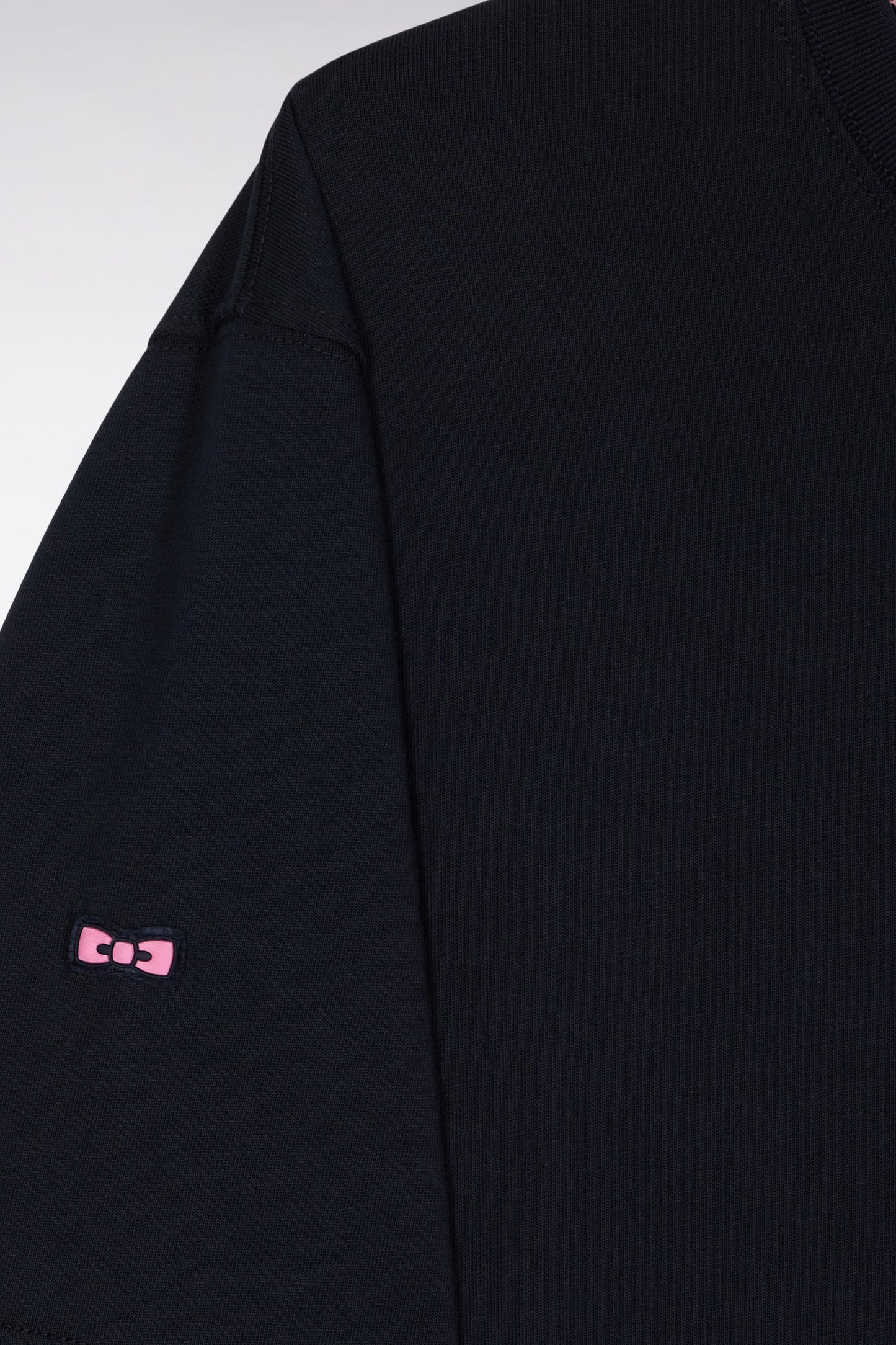 Short-sleeved navy cotton T-shirt with logo