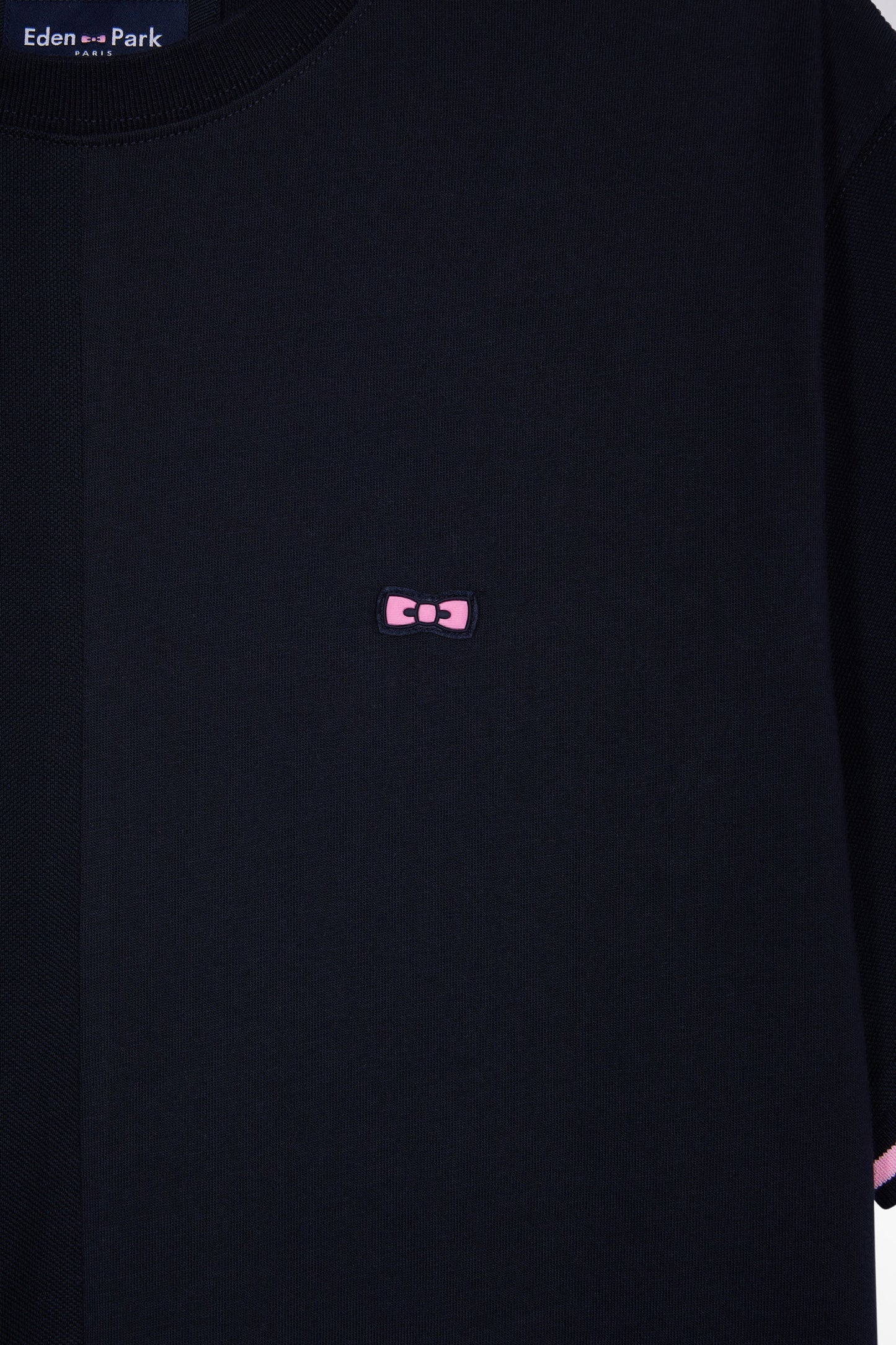 Relaxed fit round-neck T-shirt in navy cotton jersey