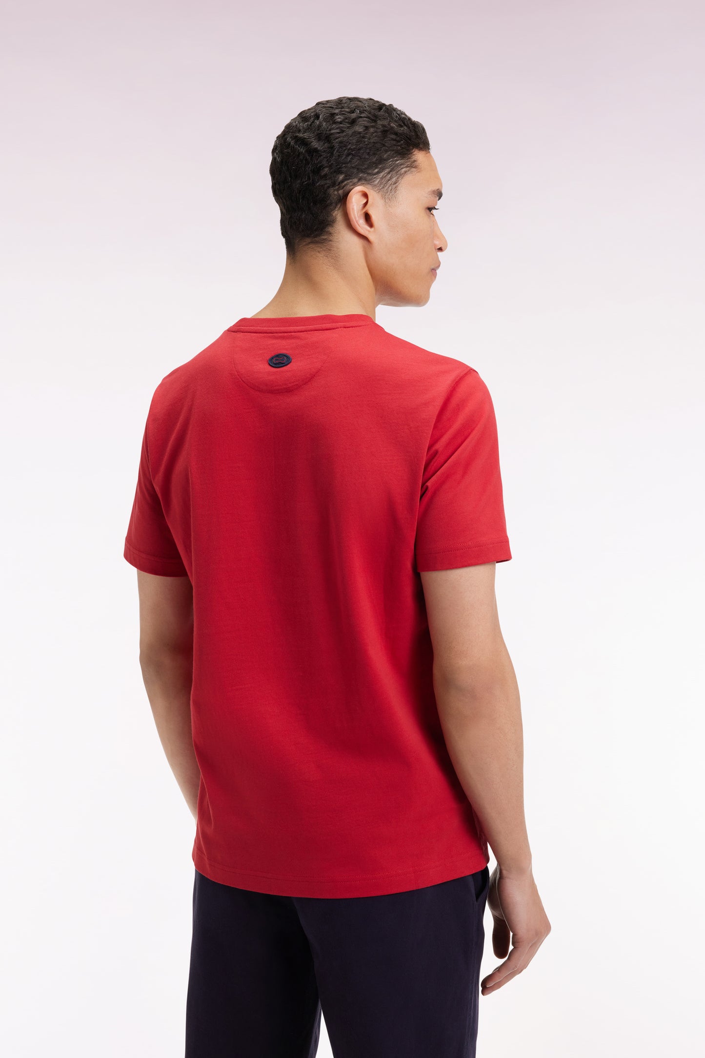 T-shirt à manches courtes en coton rouge impression effet velours