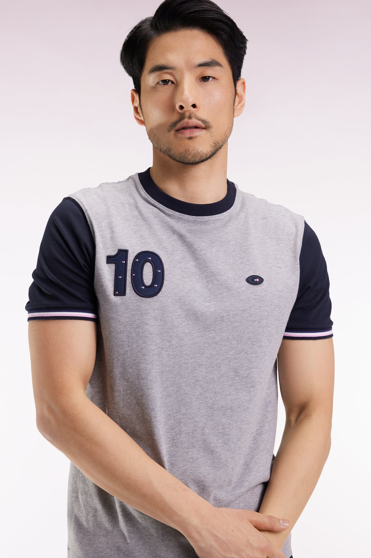 Grey cotton short-sleeved T-shirt