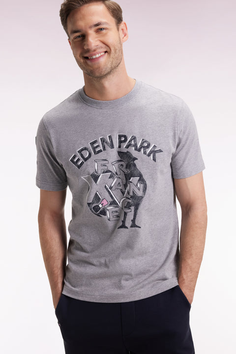 T-shirt à manches courtes gris sérigraphie coq XV de France - Image 1