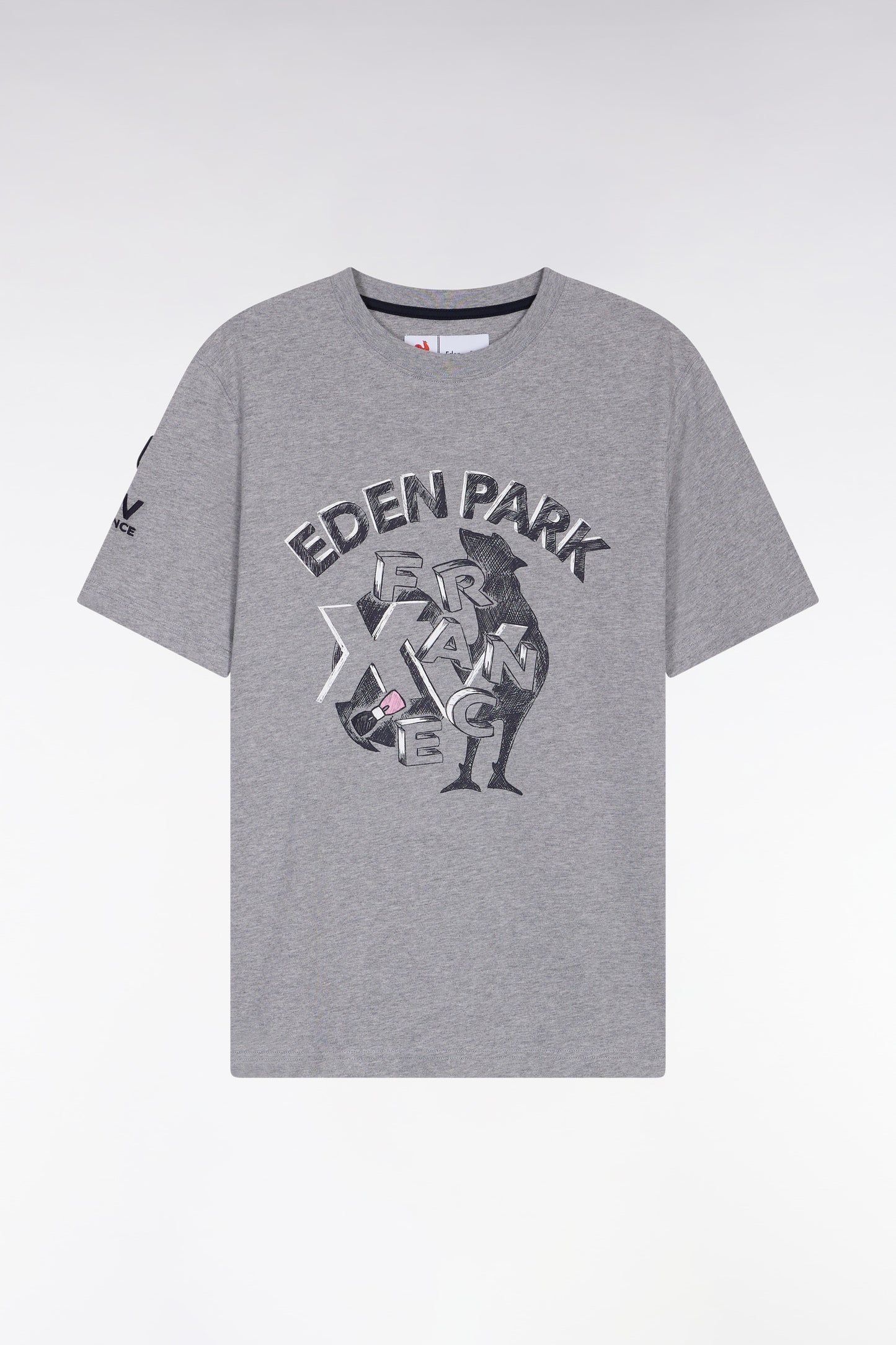 T-shirt à manches courtes gris sérigraphie coq XV de France