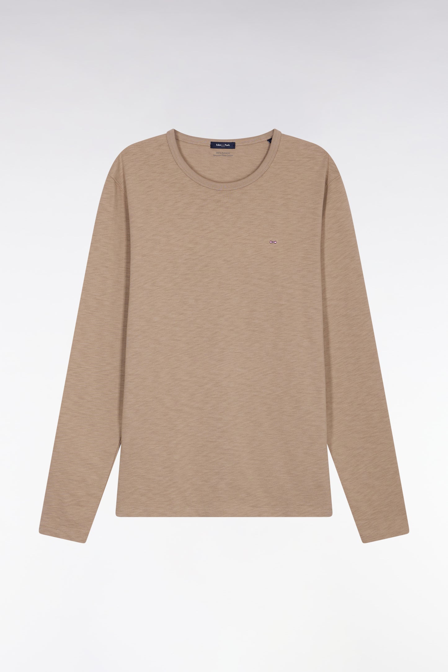 T-shirt à manches longues en coton slub beige