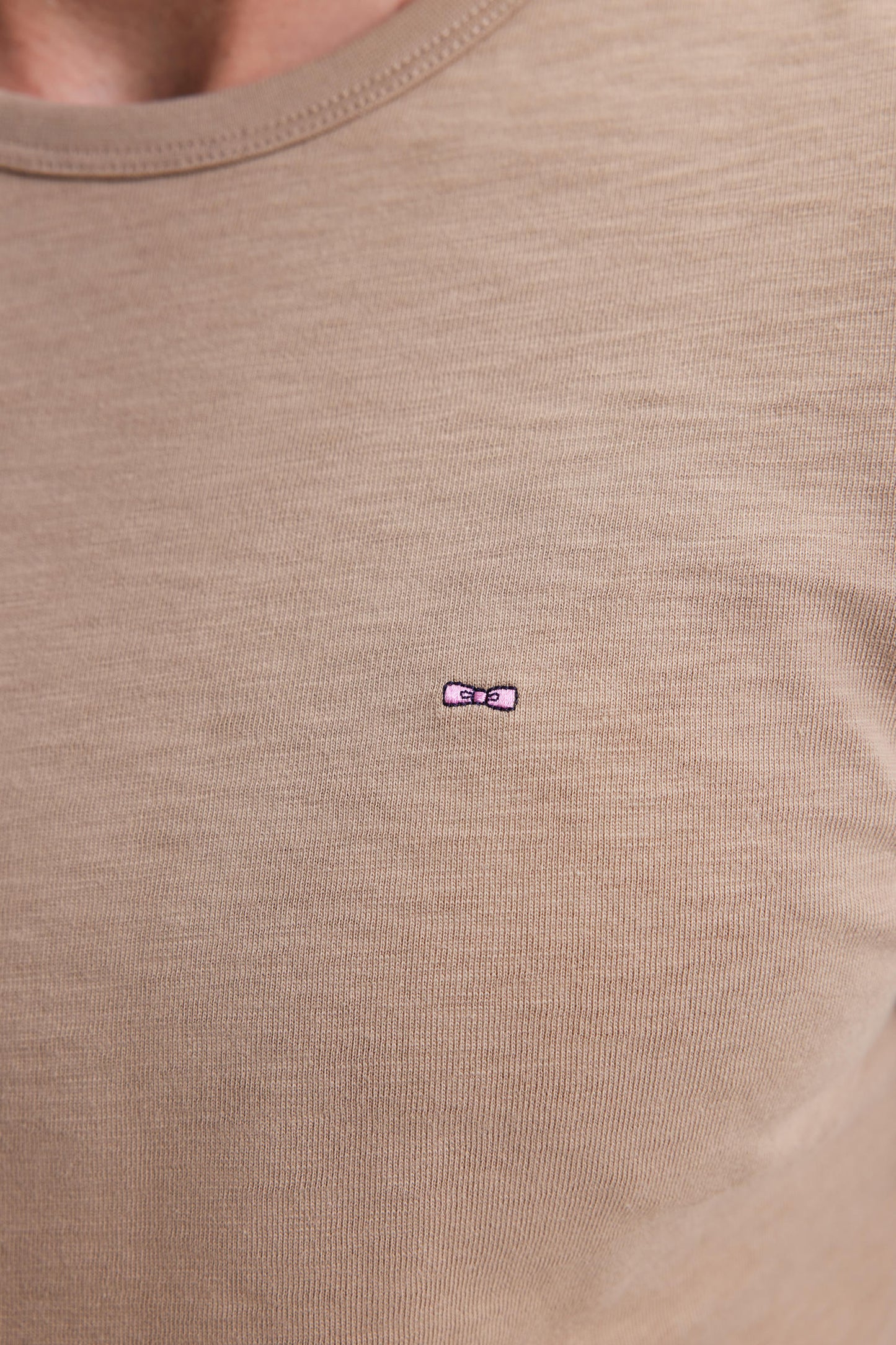 T-shirt à manches longues en coton slub beige