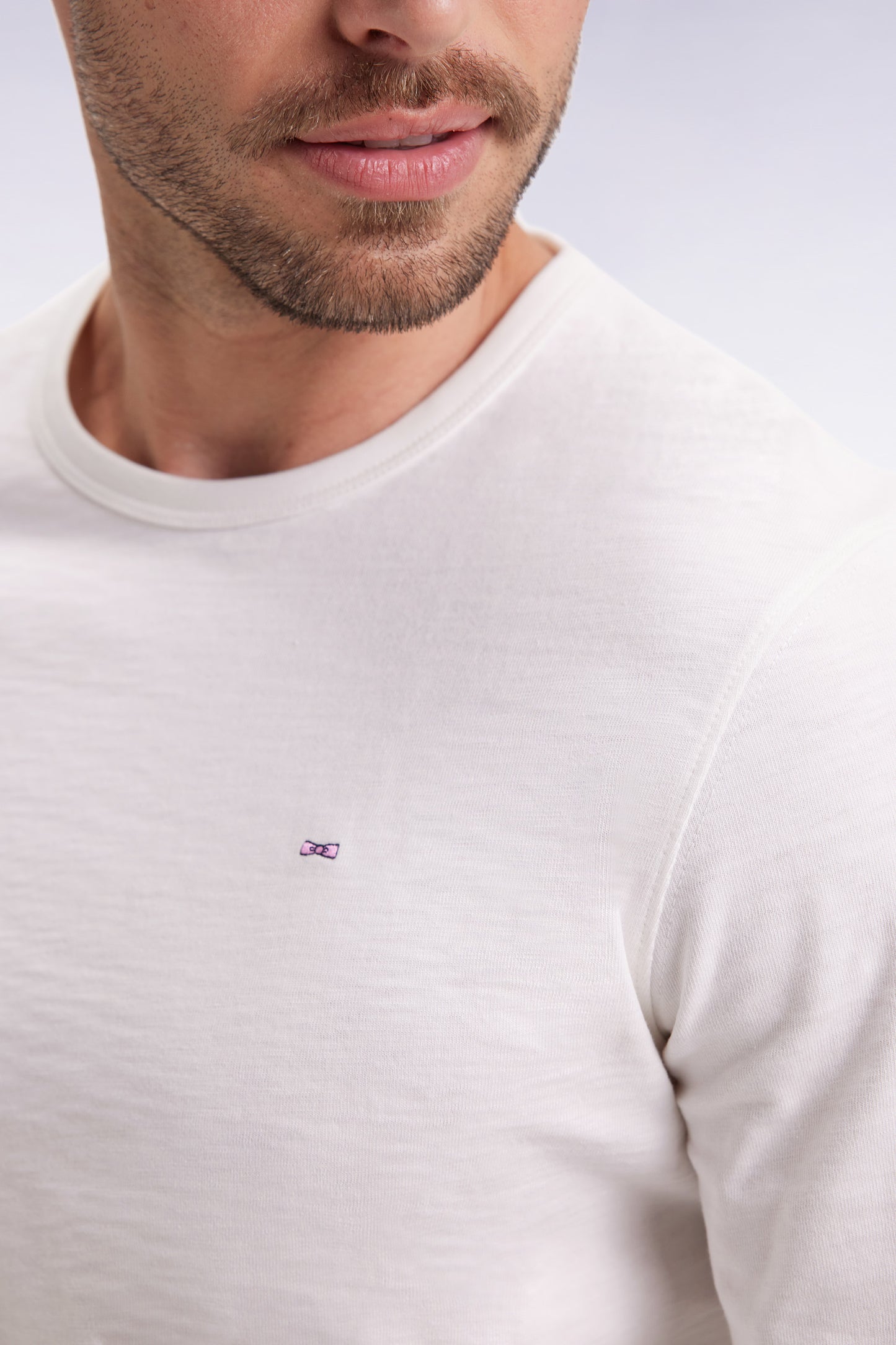 T-shirt à manches longues en coton slub écru