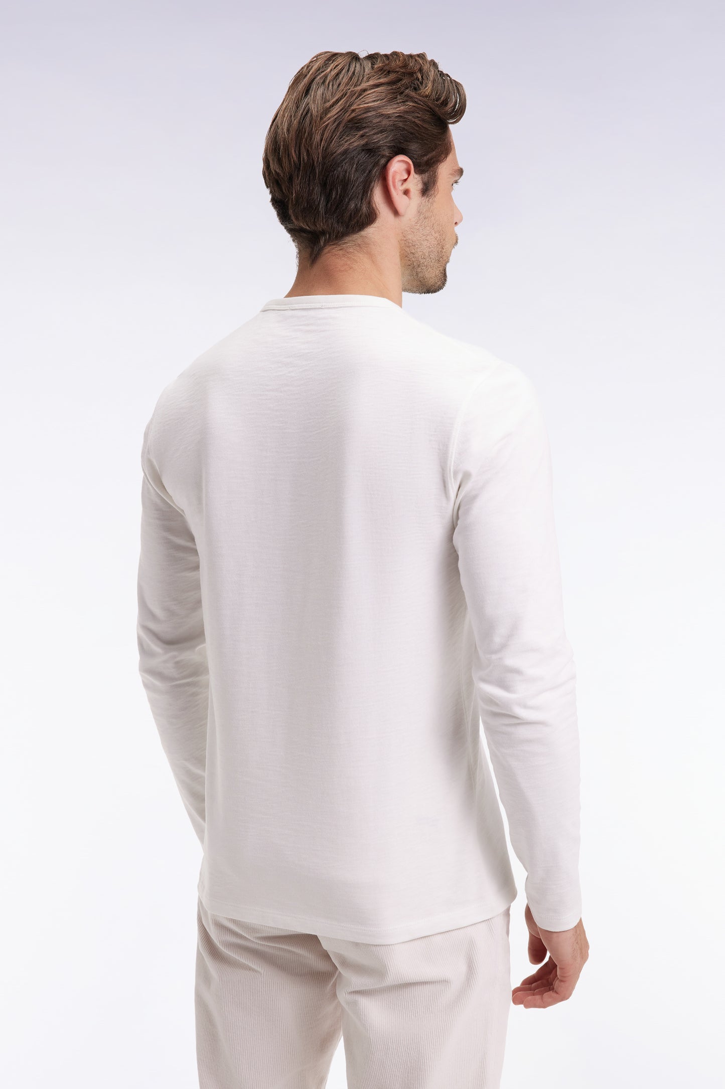 T-shirt à manches longues en coton slub écru