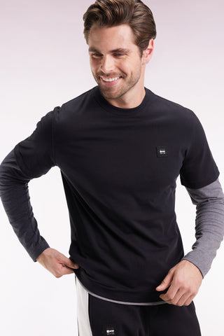 T-shirt à manches longues en coton noir