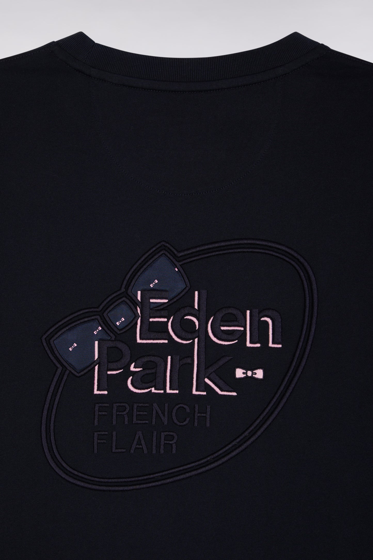 T-shirt à manches longues en coton marine colorblock rose