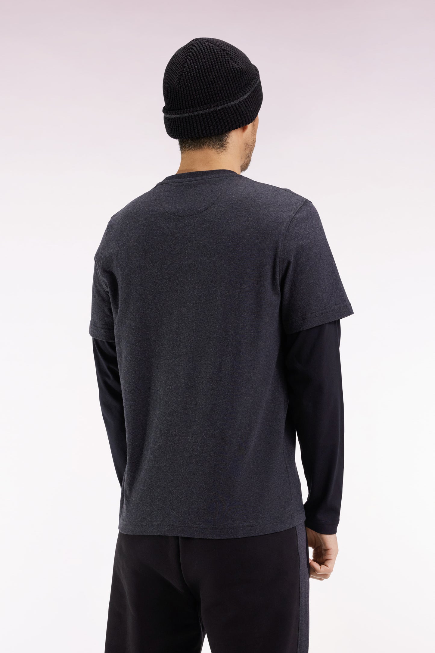 T-shirt à manches longues en coton gris effet superposition