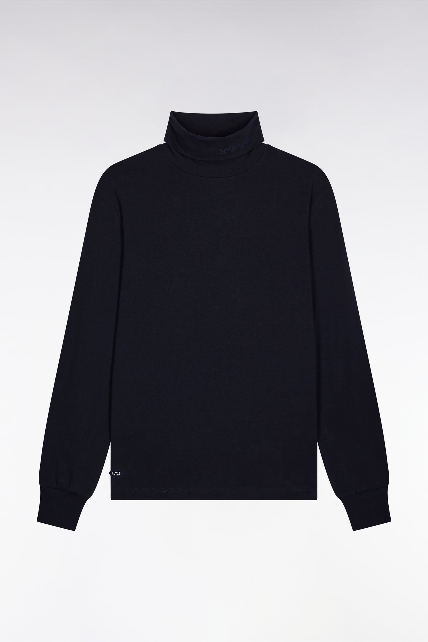 T-shirt col roulé à manches longues en coton stretch marine