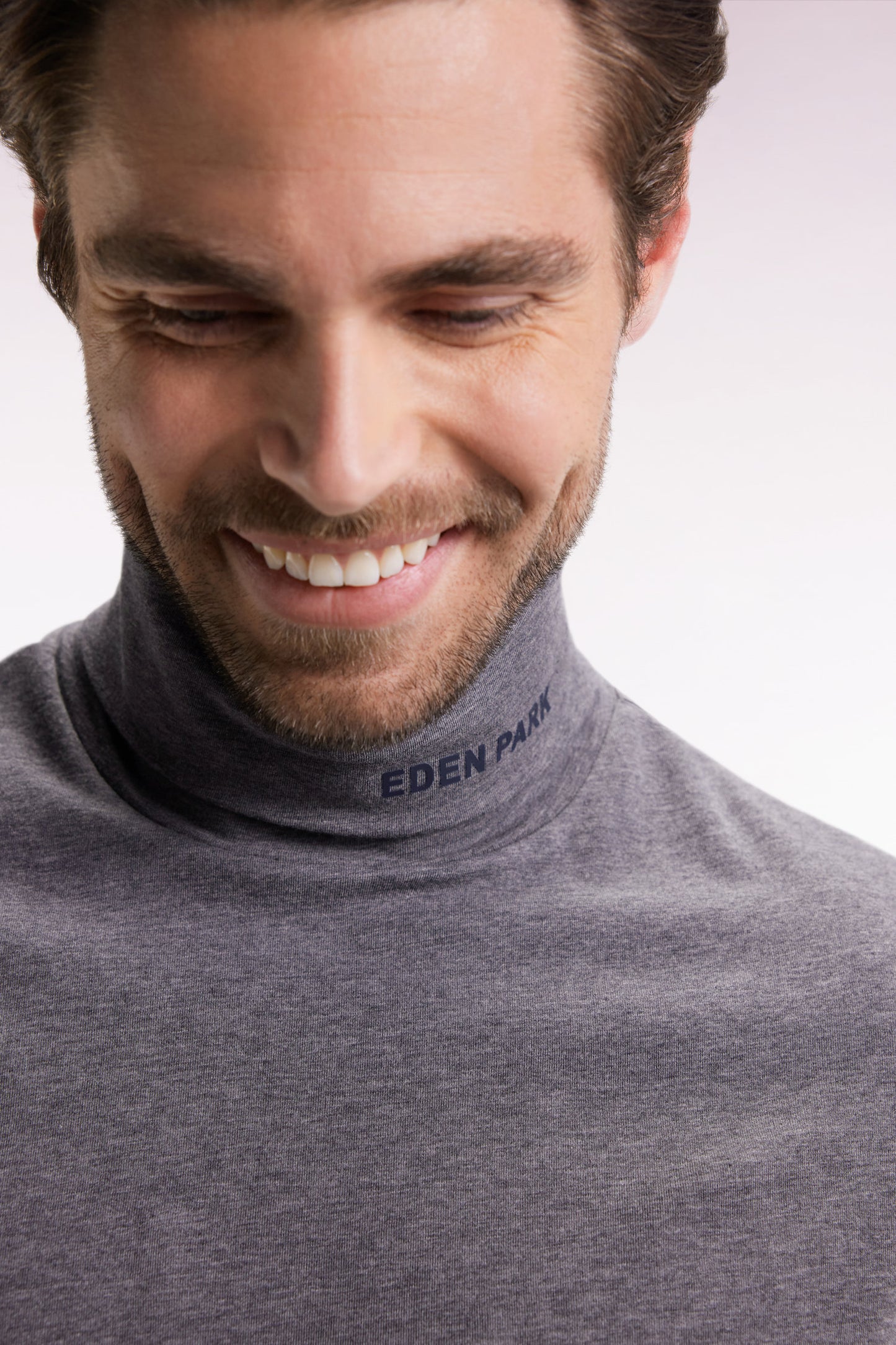 T-shirt col roulé à manches longues en coton stretch gris