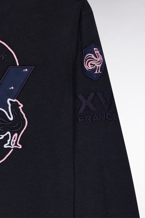 T-shirt à manches longues XV de France en coton marine coupe droite - Image 2