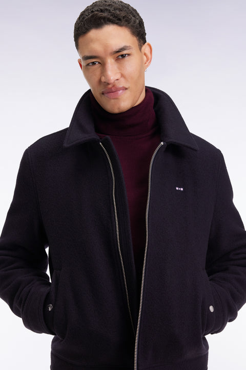 Blouson en laine bouillie mélangée marine - Image 1