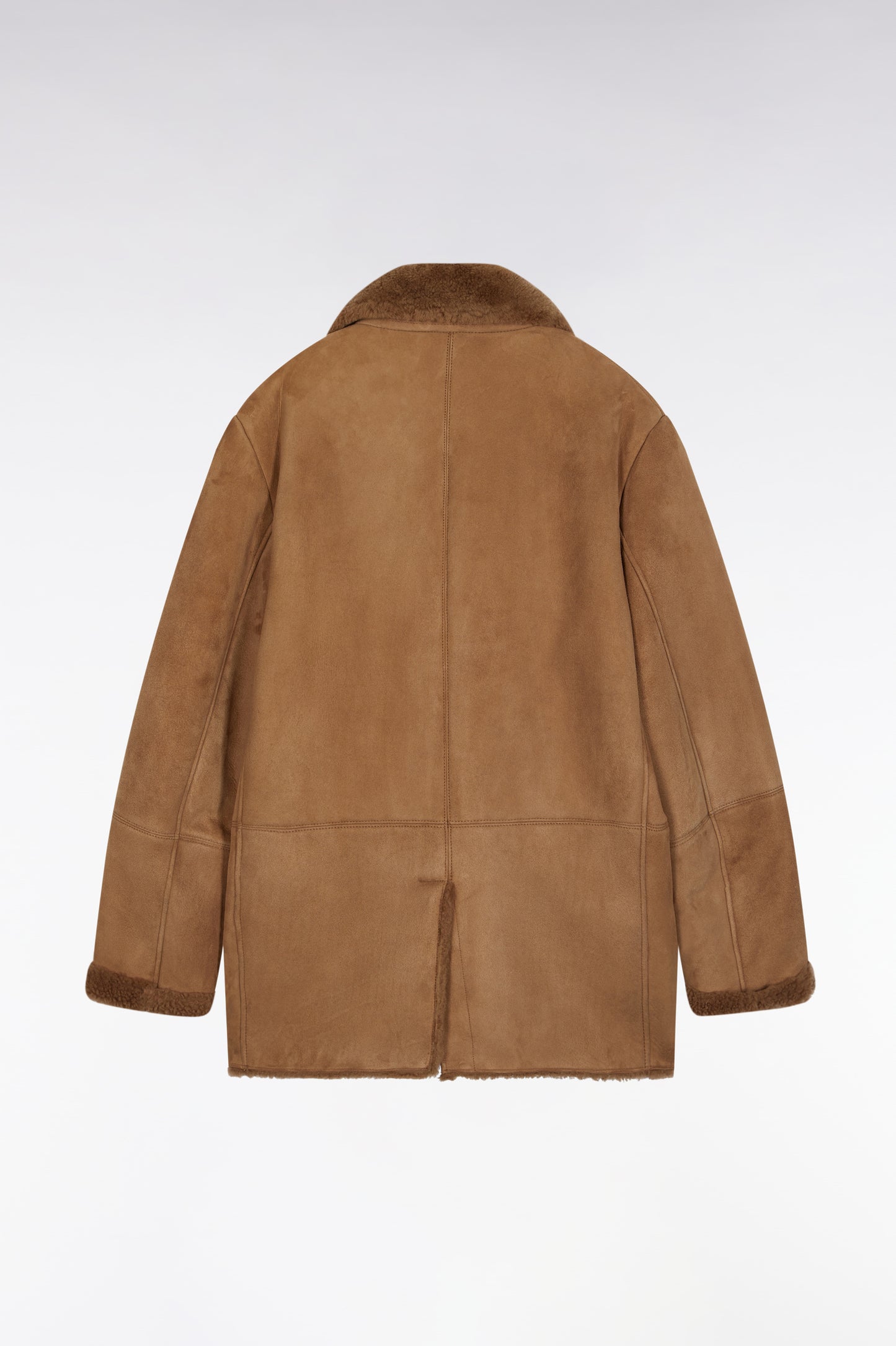 Caban en peau lainée marron