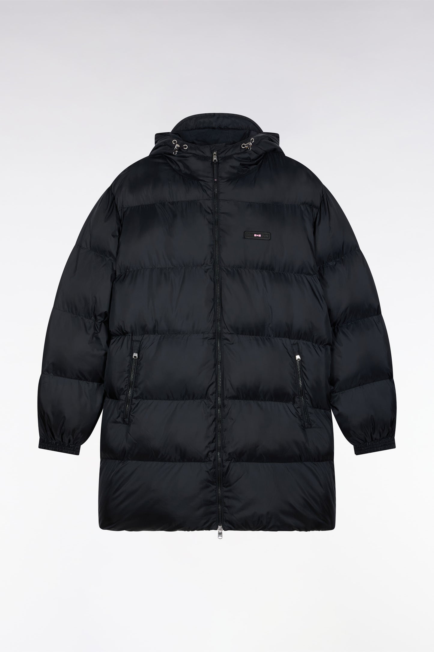 Long padded nylon jacket, black