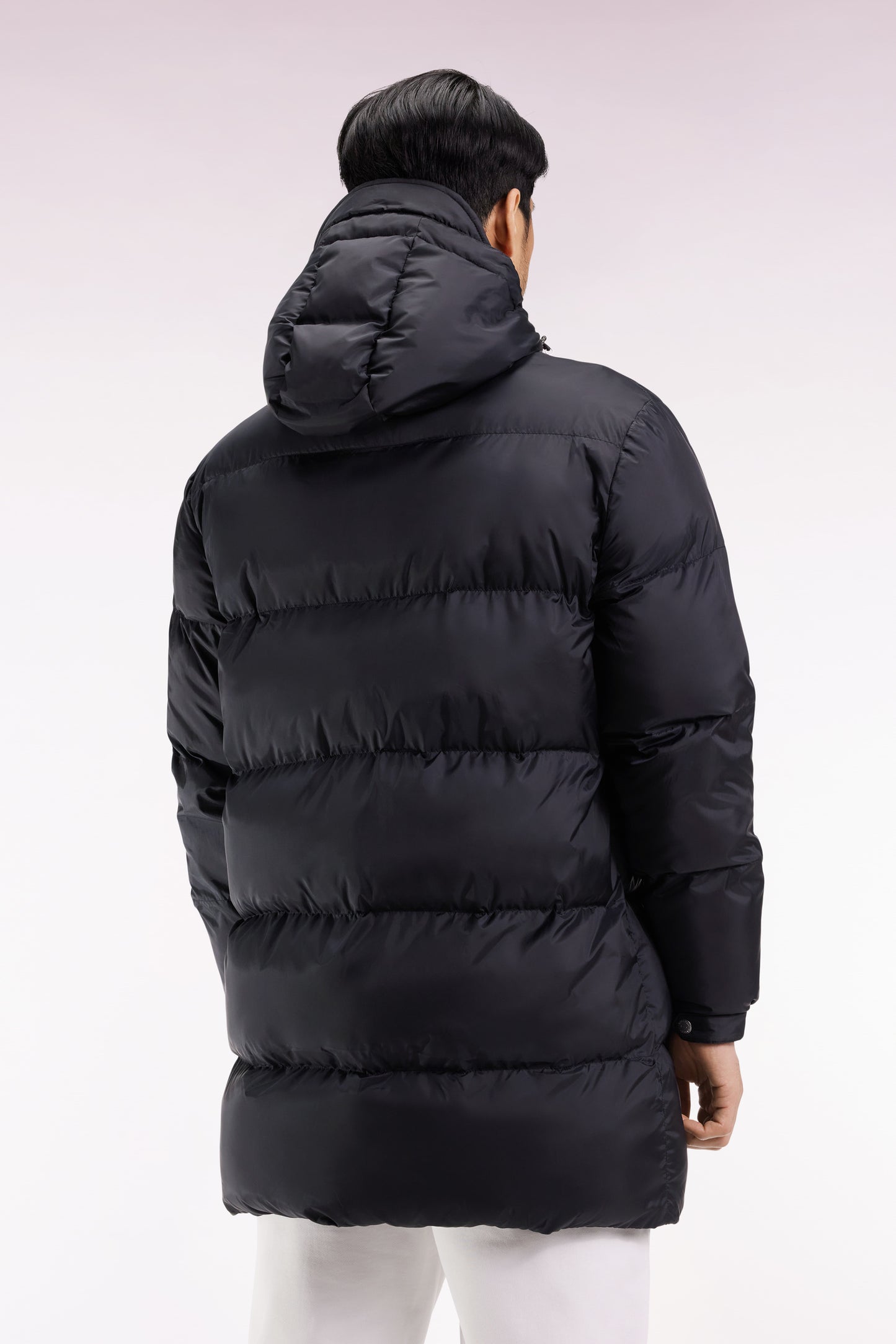 Long padded nylon jacket, black