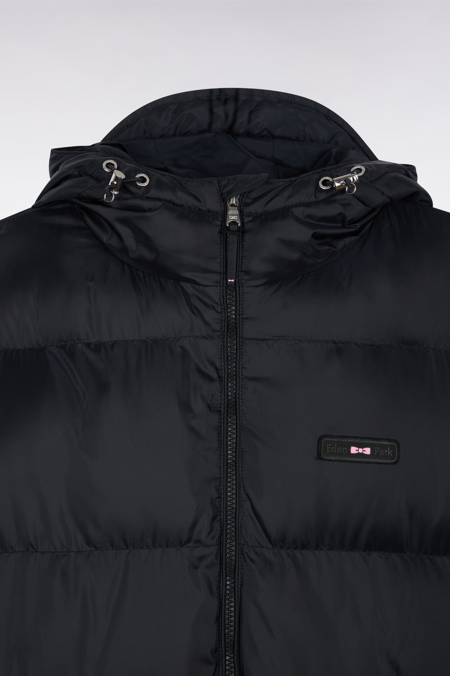 Long padded nylon jacket, black