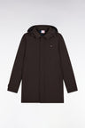 Imperméable long en nylon marron à capuche amovible