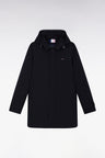 Imperméable long en nylon noir à capuche amovible