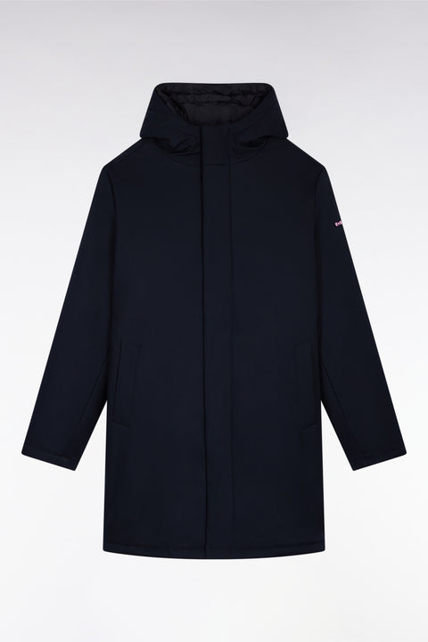 Parka longue 2-en-1 en nylon noir à capuche intégrée - Image 2