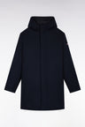 Parka longue 2-en-1 en nylon noir à capuche intégrée