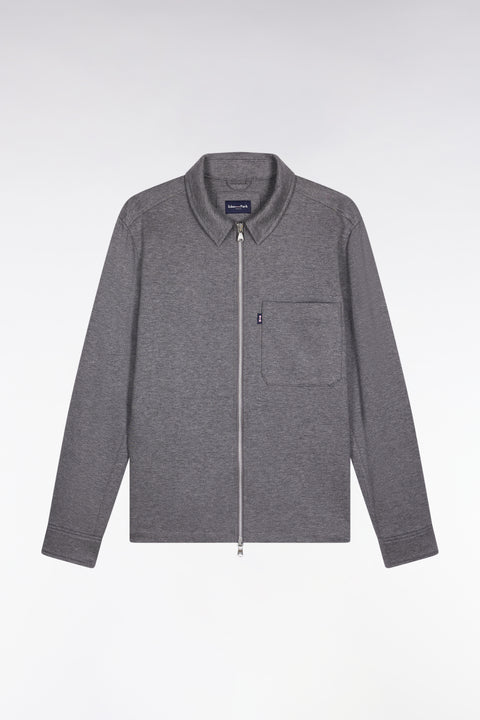 Surchemise zippée en coton gris chiné - Image 2