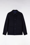 Navy wool twill overshirt with patch pockets