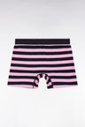 Boxer en jersey de coton rayé marine et rose