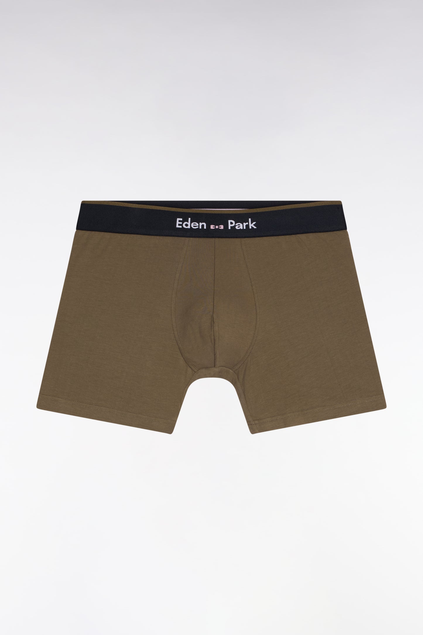 Boxer en jersey de coton kaki à bande contrastée