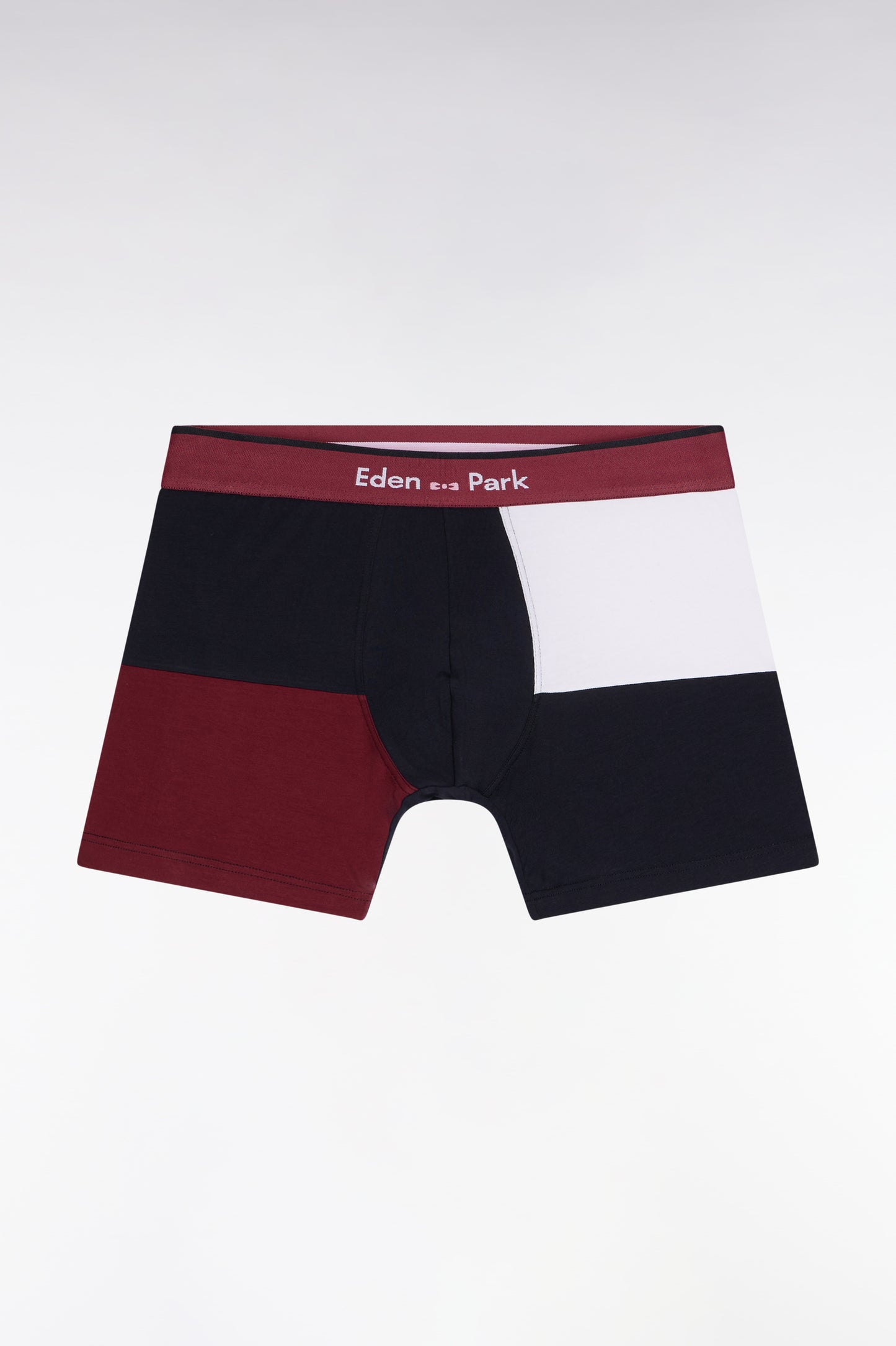 Boxer en jersey de coton colorblock marine et bordeaux