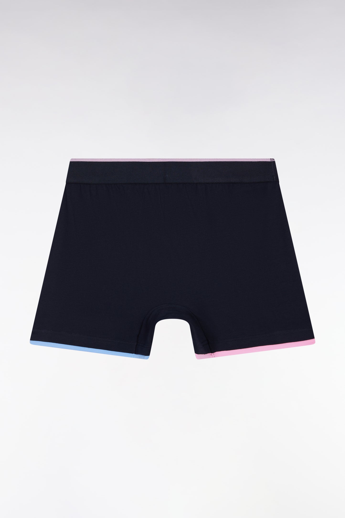 Boxer en jersey de coton marine à finitions rayées