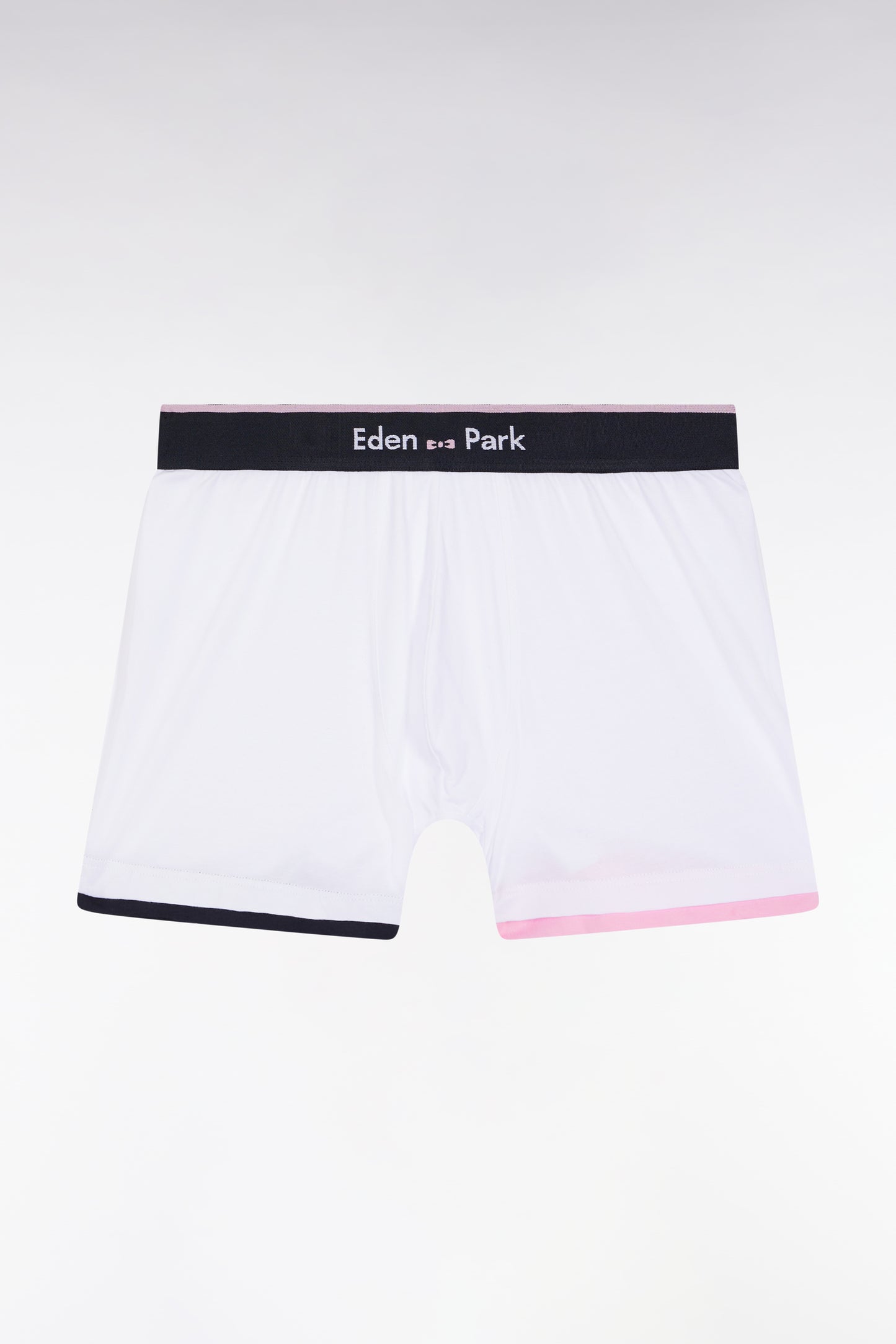 Boxer en jersey de coton blanc à finitions rayées
