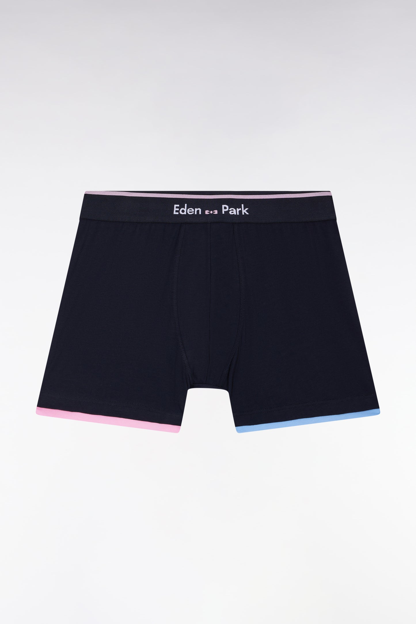 Boxer en jersey de coton marine à finitions rayées
