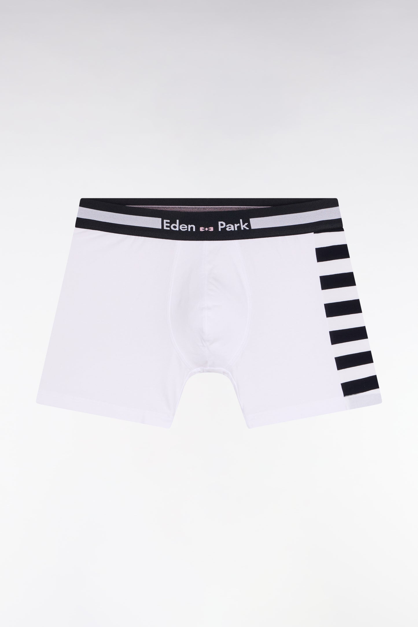 Boxer en jersey de coton blanc à détail rayé
