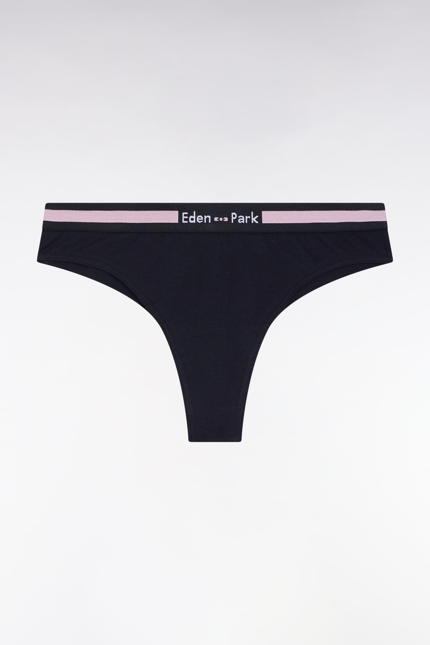 Culotte tanga en jersey stretch marine à logo