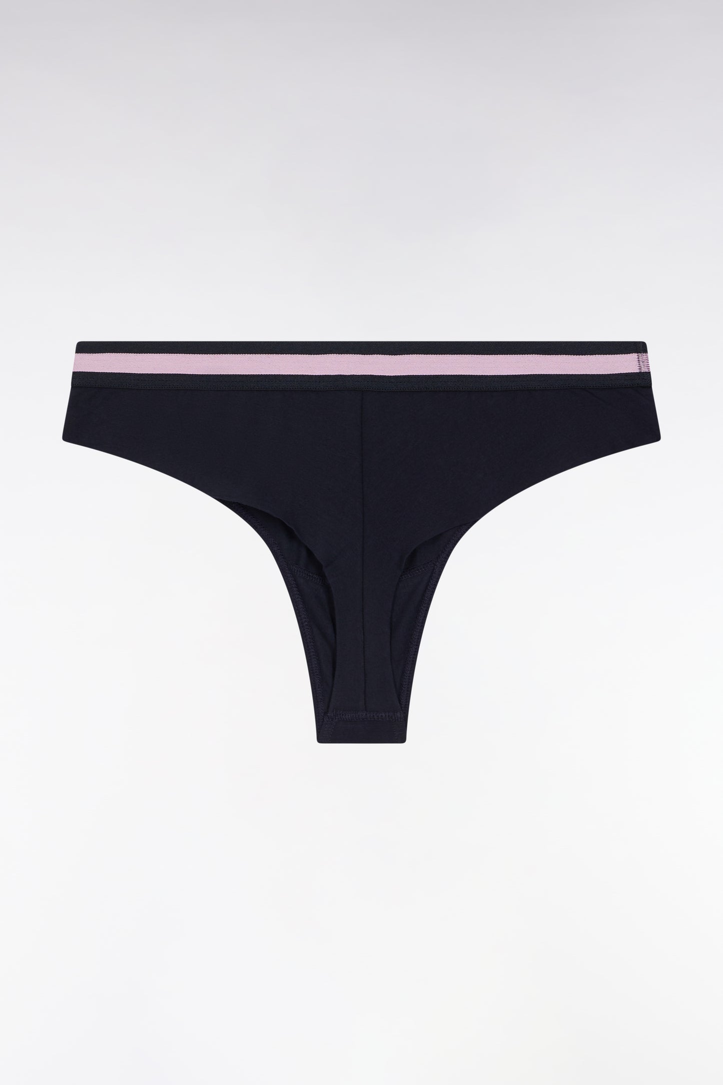 Culotte tanga en jersey stretch marine à logo