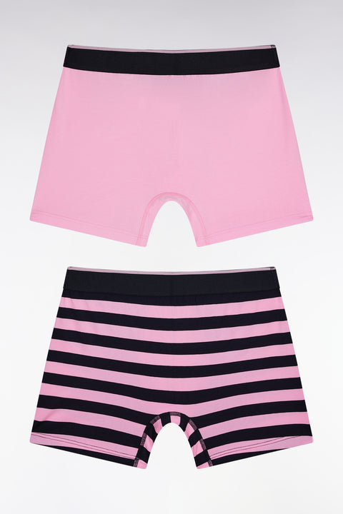 Lot de deux boxers en jersey de coton stretch marine et rose - Image 2