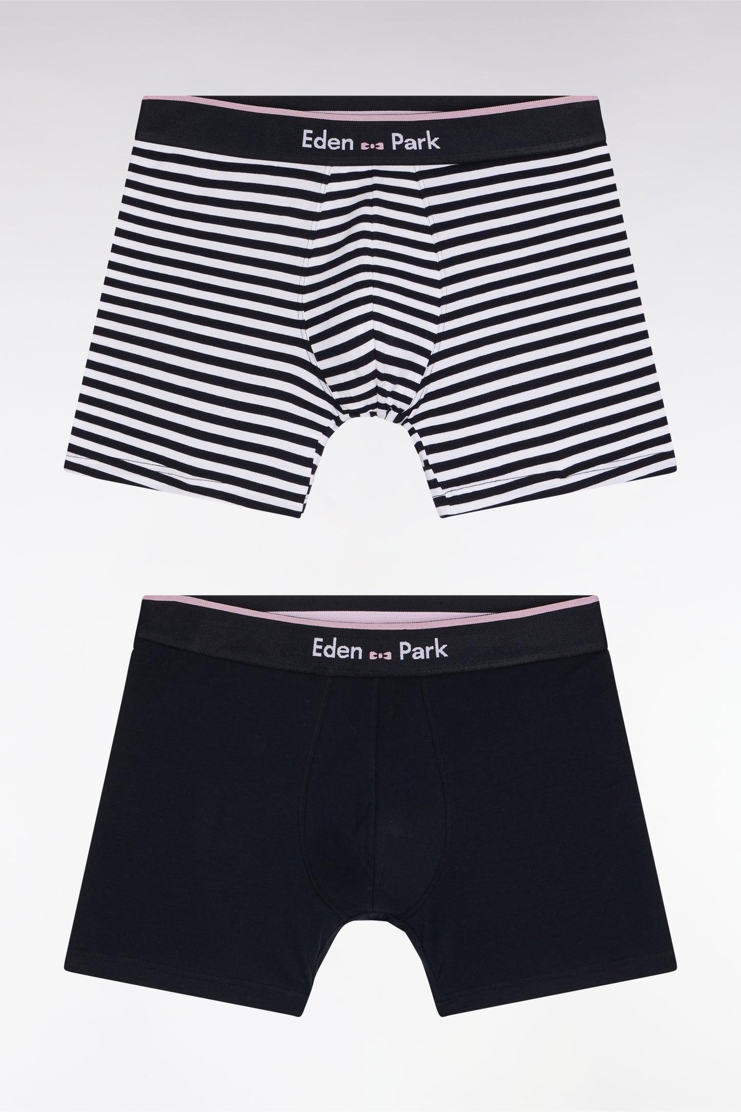 Lot de deux boxers en jersey de coton stretch marine et rayé