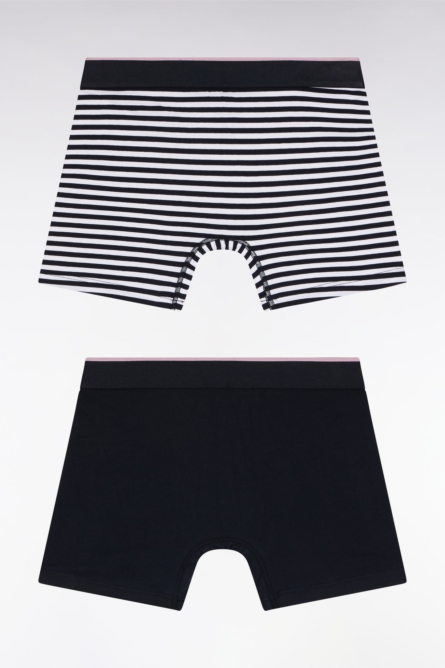 Lot de deux boxers en jersey de coton stretch marine et rayé