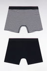 Lot de deux boxers en jersey de coton stretch marine et rayé