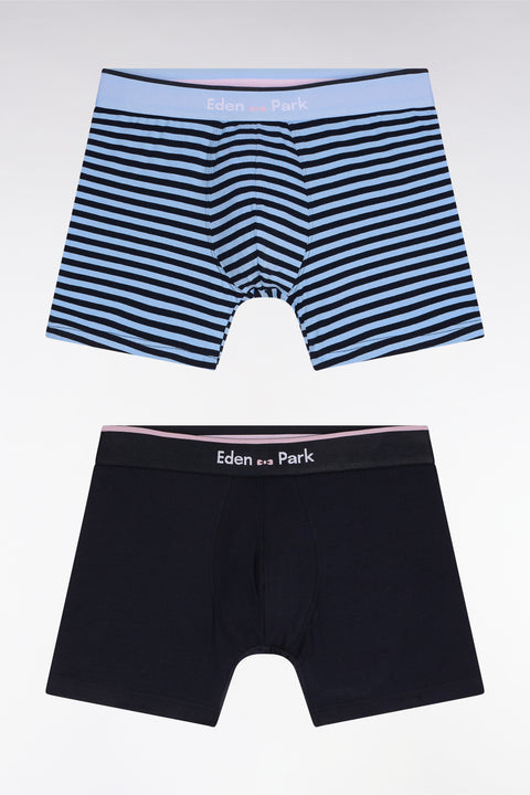 Lot de deux boxers en jersey de coton stretch marine et ciel - Image 1