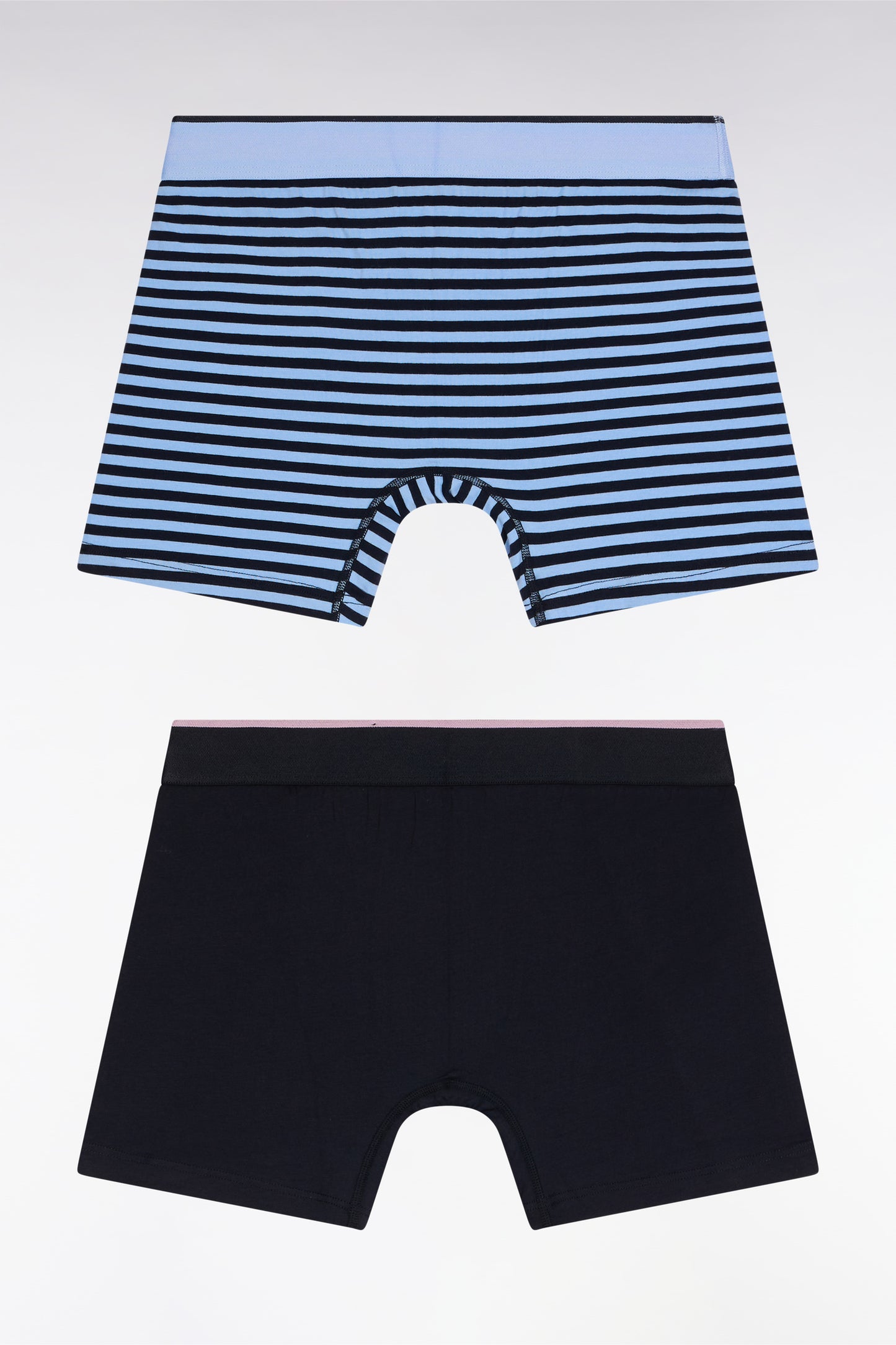 Lot de deux boxers en jersey de coton stretch marine et ciel